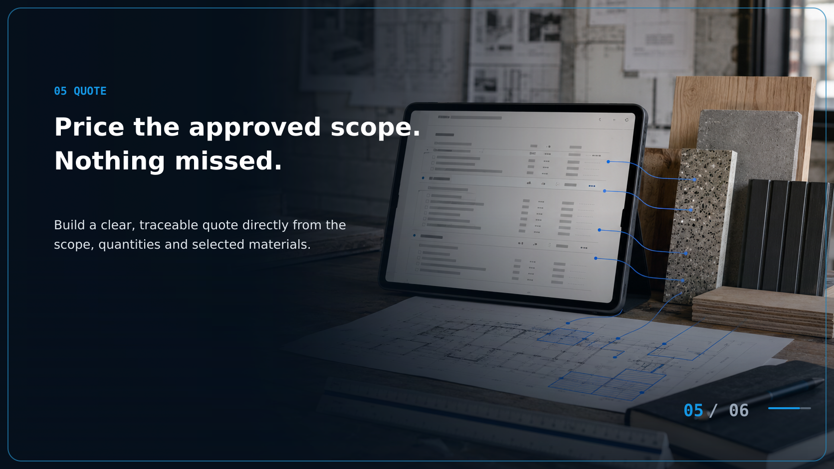 NexBilt quote priced from the approved scope, quantities and materials.